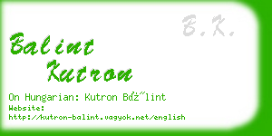 balint kutron business card